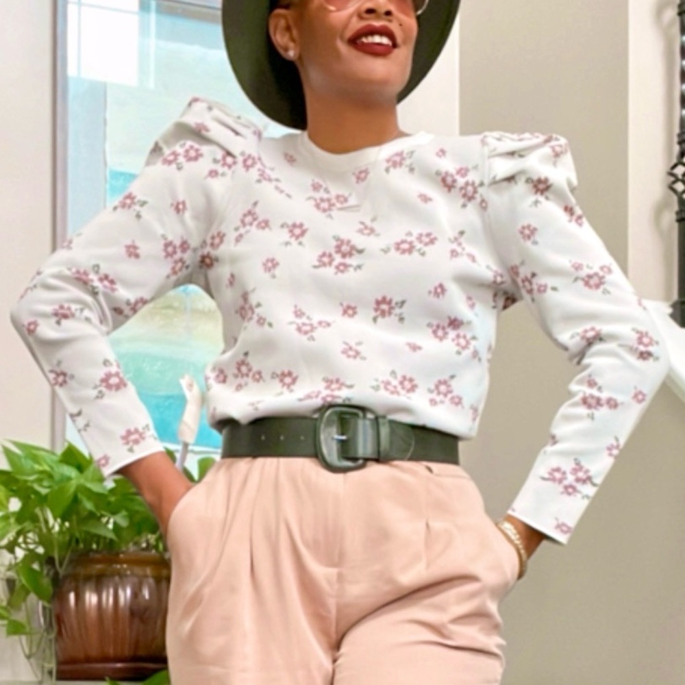 KISS THE STARS | Floral Puff Sleeve Top Sz XL